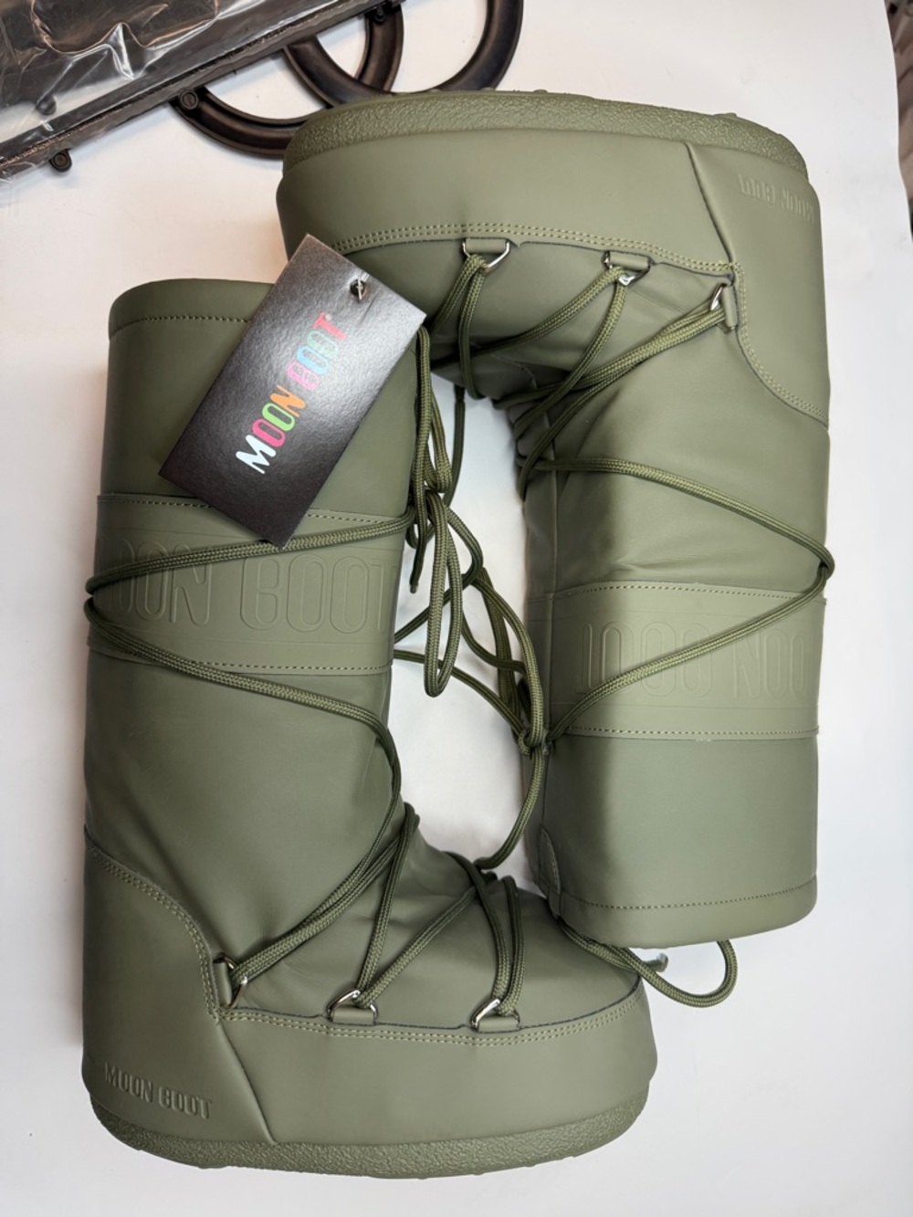 Moon Boot Icon Rubber Khaki Boots - Lace Up Boots- EU 35/38 - Picture 4 of 11